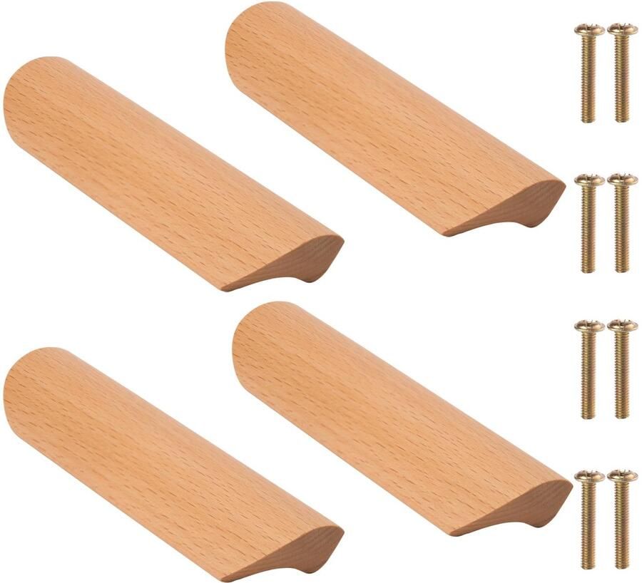 By Shayne Stijlvolle Set van 4 Houten Kastgrepen voor Meubels en Deuren met Eenvoudige Installatie