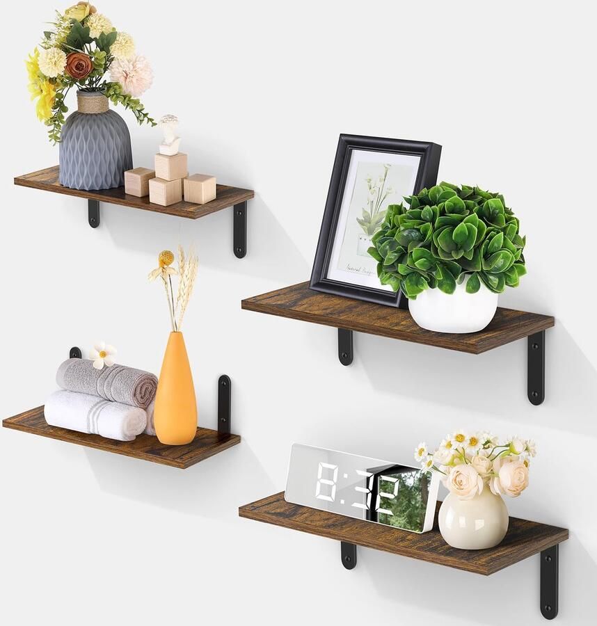 By Shayne Stijlvolle Wandplanken Set van Vier voor Opbergoplossingen in Huiselijke Ruimtes