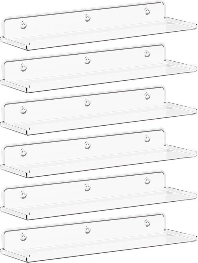 By Shayne Transparante Wandplanken Set van 6 voor Stijlvolle Opslag en Organisatie