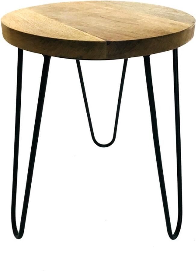 By Varios Bijzeetafel tafeltje hout mangohout H50 Ø35 plantentafel