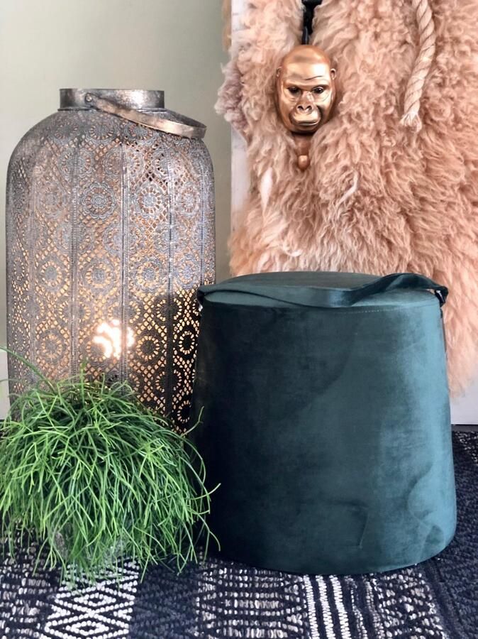 ByBow poef fluweel groen