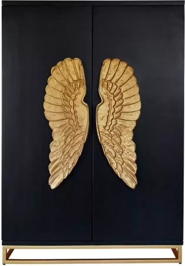 Invicta Interior Extravagante barkast ANGEL 140cm zwart mangohout met gouden vleugels 41107 - Foto 2