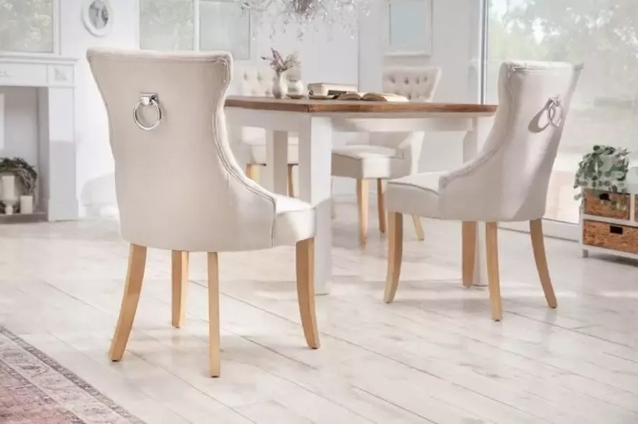Invicta Interior Elegante stoel CASTLE beige linnen stof landelijke stijl met comforthandvat 40467 - Foto 1