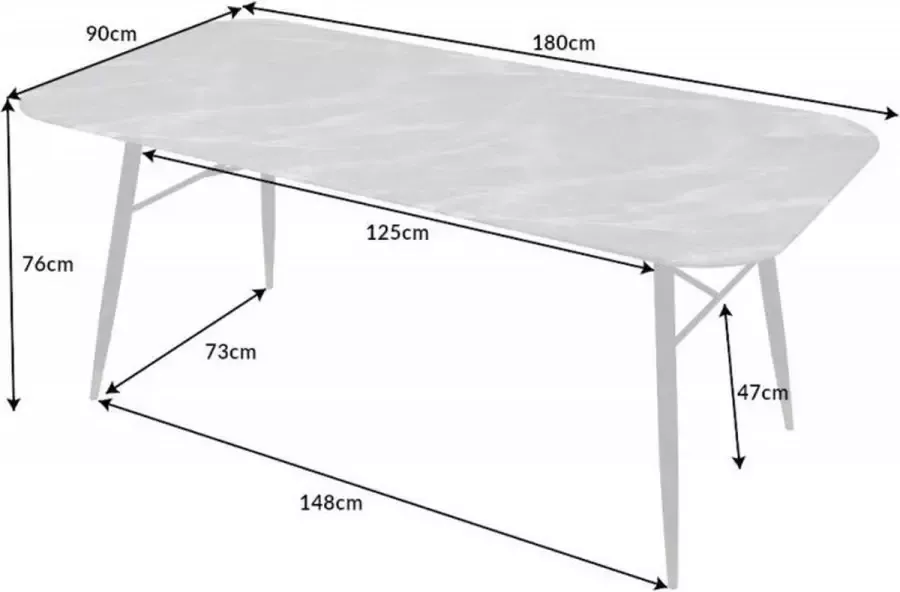 Invicta Interior Eettafel Paris 180cm Glas Marmerlook Grijs 40847 - Foto 2