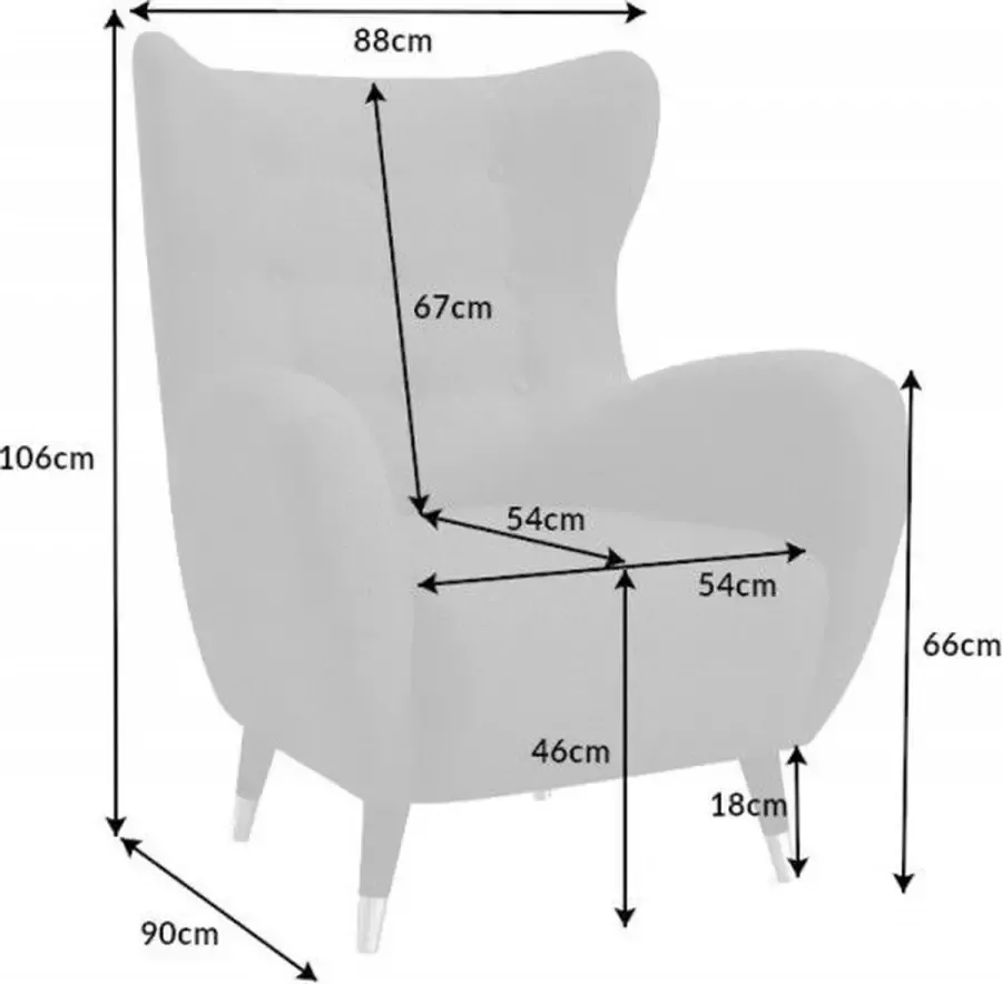 Invicta Interior Retro design fauteuil DON antraciet met veerkern zilveren voetdoppen 40983