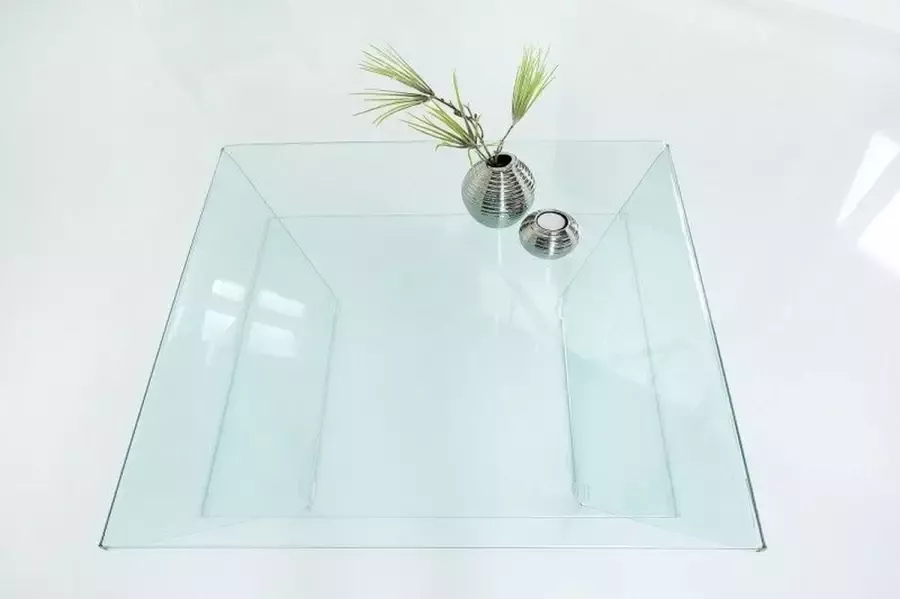 Invicta Interior Moderne glazen salontafel FANTOME 70cm trapeziumvormig met transparante plank 39054