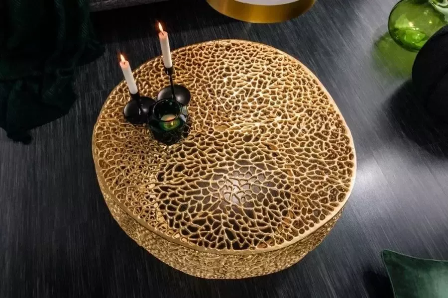 Invicta Interior Filigraan design salontafel ABSTRACT LEAF 80cm goud handgemaakt 40285 - Foto 2