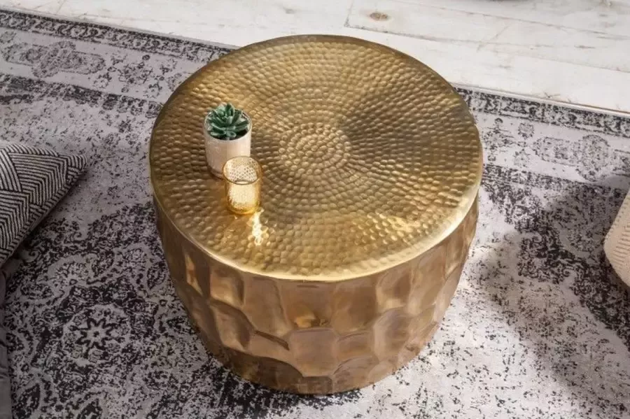 Invicta Interior Ronde salontafel ORGANIC ORIENT 55cm goud metaal gehamerd 3D ontwerp handgemaakt 40227 - Foto 1