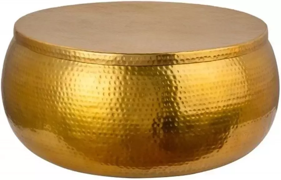 Invicta Interior Ronde salontafel ORIENT STORAGE 70cm goud metaal met opbergruimte gehamerd ontwerp handgemaakt 40231 - Foto 3