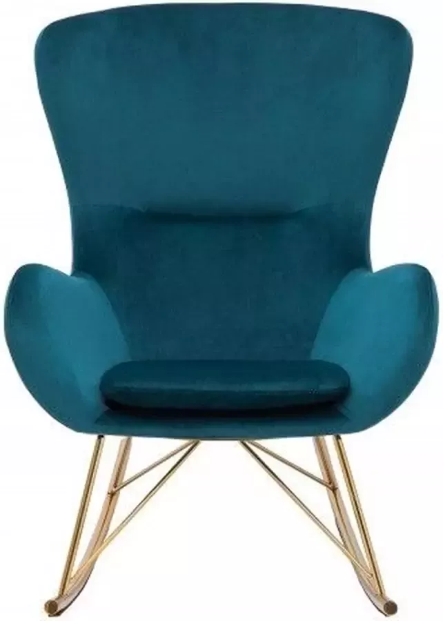 Invicta Interior Design schommelstoel SCANDINAVIA SWING turquoise goud fluwelen schommelstoel 38573 - Foto 2