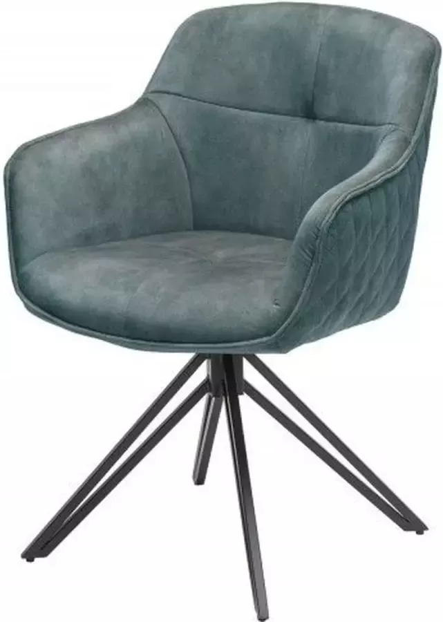 Invicta Interior Draaibare design stoel EUPHORIA petrol fluweel met armleuning metalen frame zwart 40999