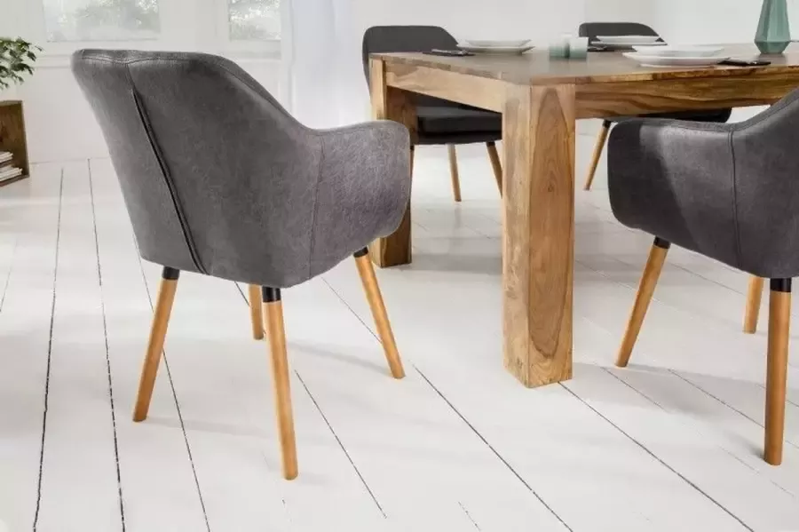 Invicta Interior Design armleuningstoel SUPREME vintage grijs met massief houten poten 38439