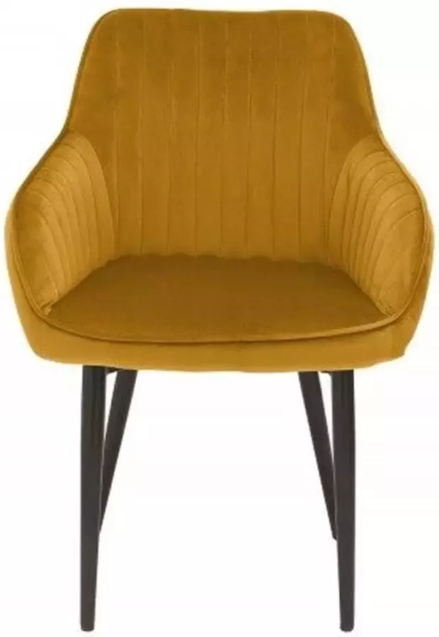 Invicta Interior Elegante armleuningstoel TURIJN mosterdgeel fluweel met decoratieve stiksels 39528