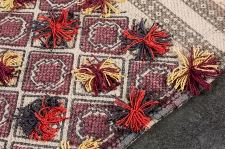 Invicta Interior Handgeweven katoenen tapijt ETHNO 230x160cm kleurrijke geometrische patronen 41487 - Foto 2