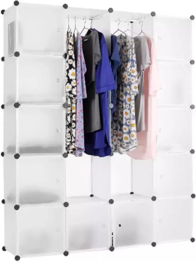 C&M Kledingkast Wit – Modulaire opbergkast 12 blokken – Doe-het-zelf – Kleding- en Schoenenkast met vakken Slaapkamer & Meubels