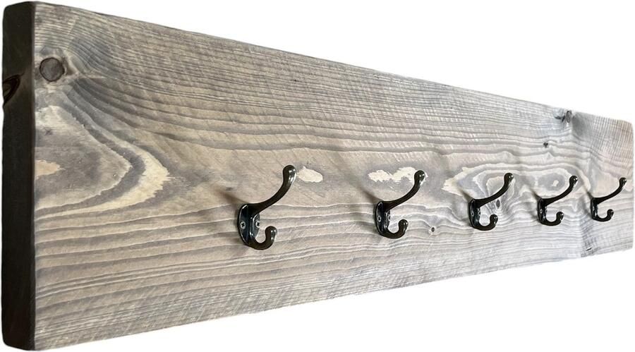 C&M Exclusive 90 cm lange 5-haakse Houten kapstok Handgemaakte wandkapstok van steigerhout inclusief ophanging