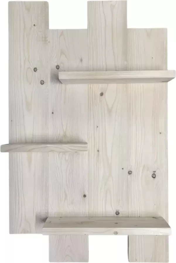 C&M Exclusive Wandbord wandrek wandplank van hoogwaardig steigerhout in naturel blanke kleur compleet geleverd