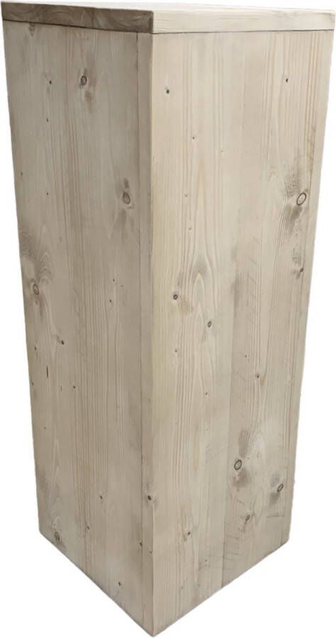 C&M Exclusive Luxe zuil statafel van steigerhout in Vergrijsd Noten 110cm hoog landelijk hoge kwaliteit