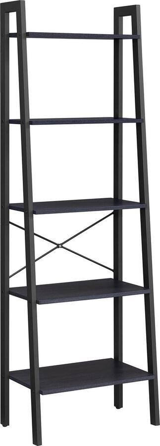 C90 Vasagle LLS45 Boekenrek Boekenkast in Vintage-Stijl met Vijf Planken en een Metalen Frame Eenvoudige Montage Voor Woonkamer |Slaapkamer Keuken 56 x 172 x 34 cm (b x h x d) ZWART
