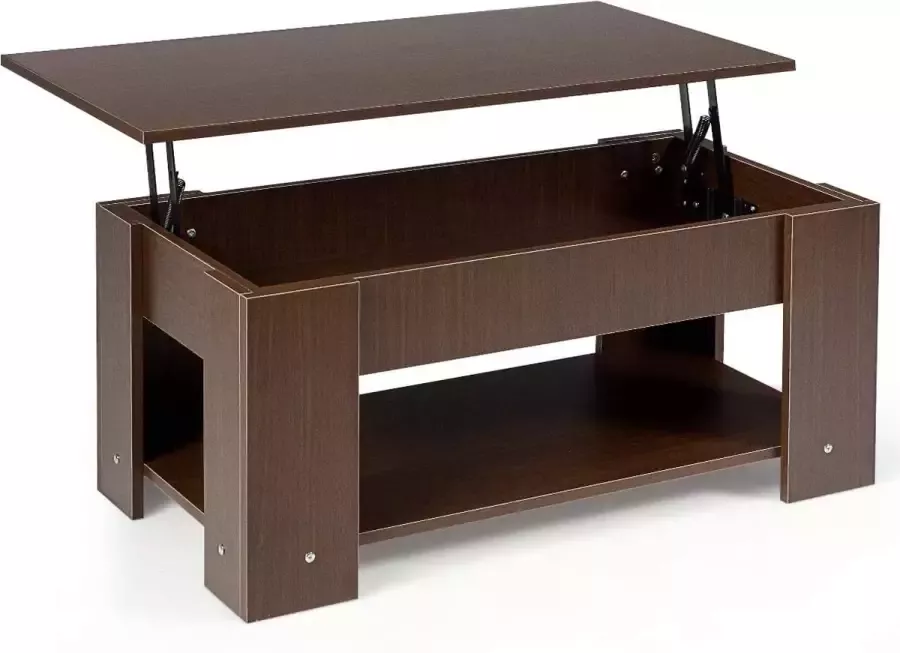 C90 Salontafel koffietafel met opklapbaar bureaublad cocktailtafel met verborgen opbergvak moderne salontafel gemaakt van P2-kwaliteitsmateriaal compacte theetafel voor woonkamer (Bruin)