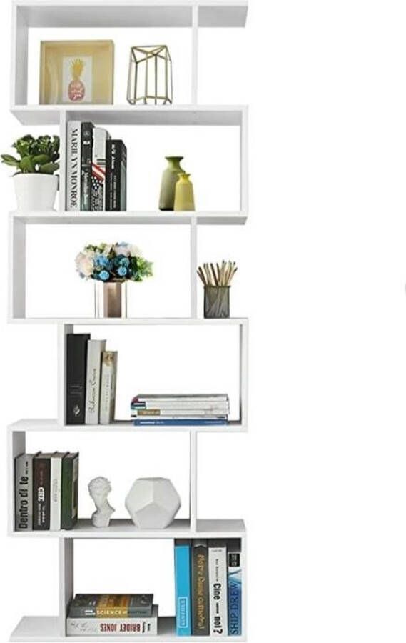 C90 Trend Products VASAGLE boekenkast plank staande plank voor presentatie vrijstaande kast decoratieve plank met 6 niveaus witte LBC61WT