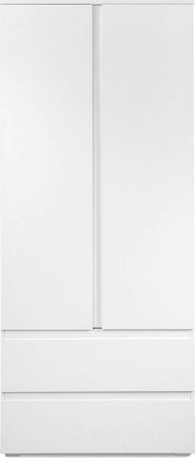 Merkloos Afbeelding 60A kast 2 draaideuren 2 lades Mat Wit L80 x H191 x D55 cm - Foto 2
