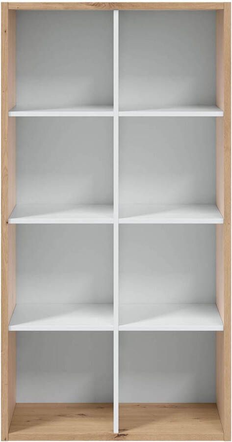 Merkloos NOA Plank Boekenkast Wit en eikenhout 8 vakken 137x71 5x33 cm - Foto 1