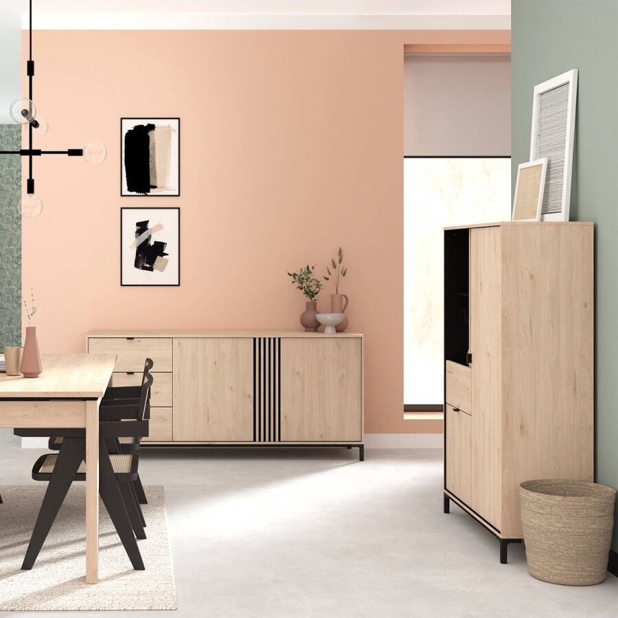 Parisot Vaisselier 2 Portes 1 Tiroir et 2 Niches L100 x H148 cm Leiko