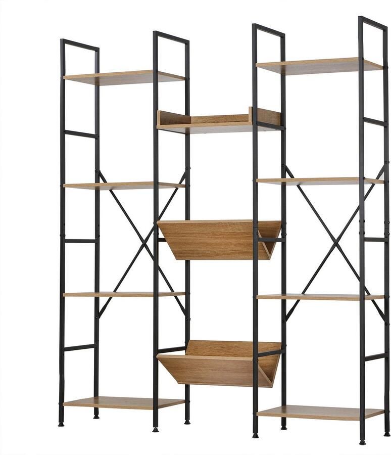 CaliCosy 11 laags industriële plank met metalen frame 125x27x150cm