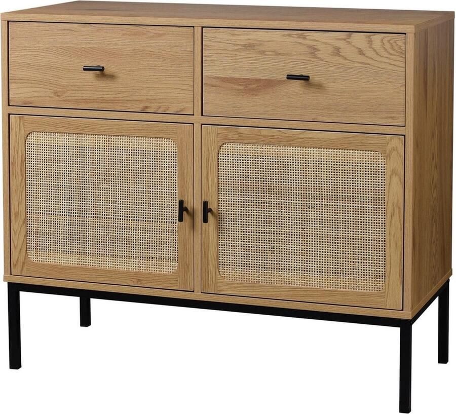 Casame CALICOSY 2 Deurs 2 Lades ladekast met Rotan Caning L90cm - Foto 2