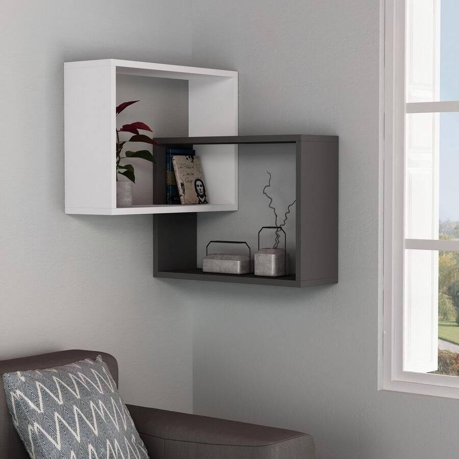 CaliCosy Best Furnuture Design BFD Wandschappen Woonaccessoires Wandplanken Rekken Boekenplanken Wit Zwart H68X B60X D20