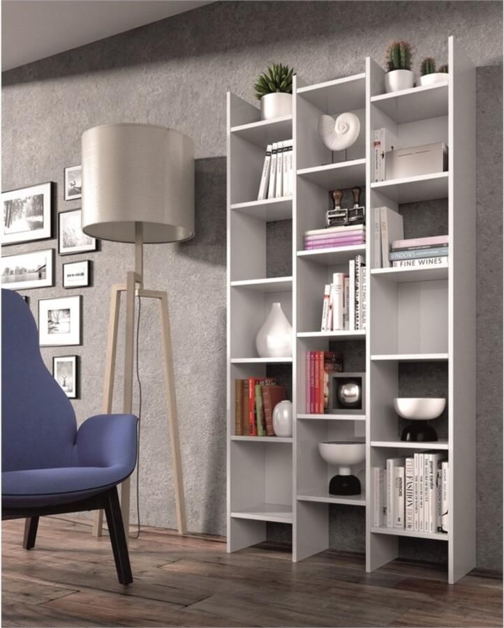 CaliCosy Bibliotheek 3 kolommen 15 compartimenten Italiaans H192 cm