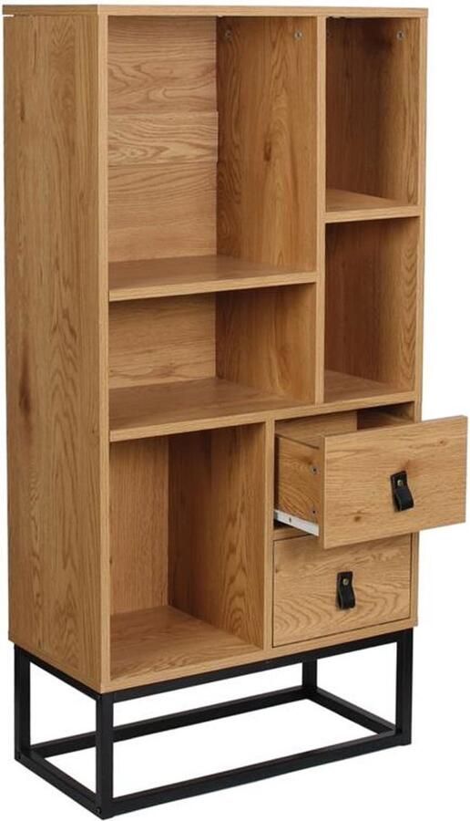 CaliCosy Boekenkast in industriële stijl met 2 lades en 5 nissen 66x29x120cm - Foto 2