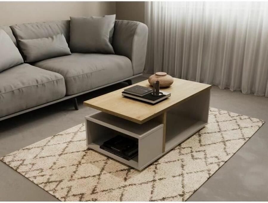 Demeyre ACCESS rechthoekige salontafel 3 Nis Hamilton eik en wit decor L 91 8 x D 50 x H 36 cm DEMEYERE - Foto 2