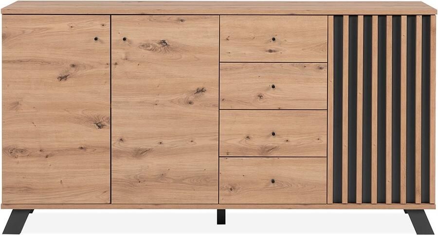 CaliCosy Buffet 3 deuren en 4 laden eikenhouten decor L160 cm LUBLIN