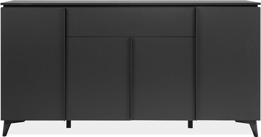 Merkloos Bertrix 51A dressoir Leisteen antraciet decor 4 deuren en planken 1 centrale lade