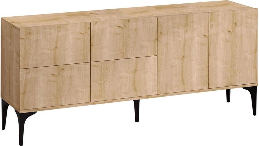 Emob Console Smaragd 100% Gemelamineerd 18mm Dik 180x80x40cm Talrijke Planken Saffier Eik Woonkamerkasten Bruin Melamine; Spaanplaat Woonkamerkasten Op voorraad - Foto 2