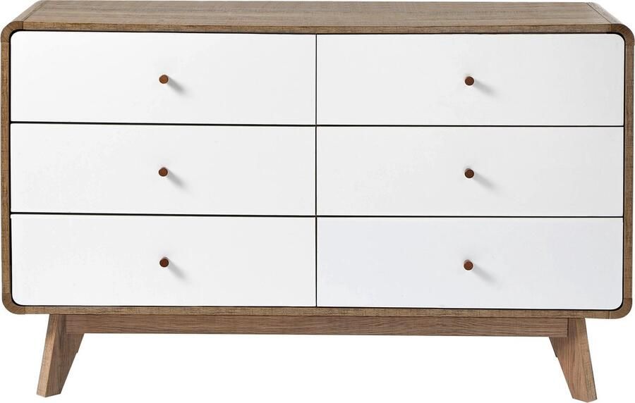 CaliCosy Commode 6 Laden Houtdecor en Wit ALBURA