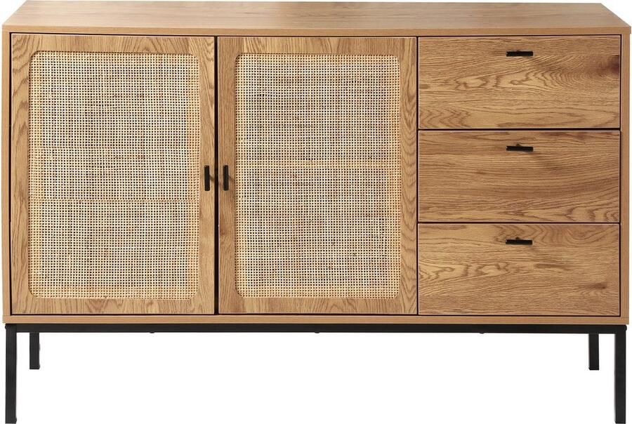CaliCosy Dressoir met 2 deuren en 3 laden van rotan L120 cm JAYA