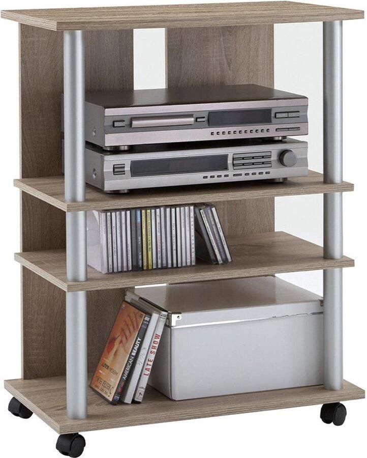 CaliCosy FMD Tv hifi-kast met 3 vakken 65x40x79 2 cm eikenkleurig - Foto 5