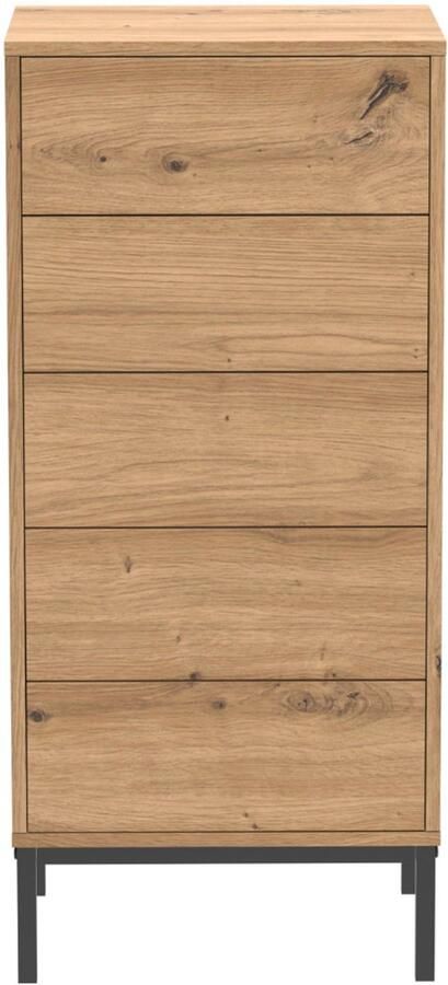 CaliCosy Hoge ladekast met 5 lades en metalen poten H100 cm LENNY