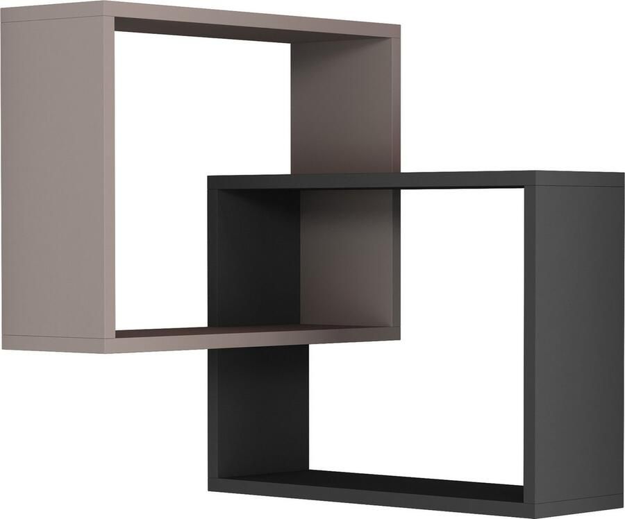 CaliCosy EMOB Woody Fashion Wandplank 100% Melamine 18mm Dik 68x68x60cm Mokka Antraciet Emob Wandplanken Bruin; Antraciet Melamine Wandplanken Op voorraad - Foto 2