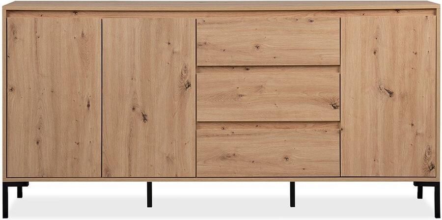 Aucune Korsika Row Chene Artisan 3 deuren 3 laden 2 etages industriële stijl L 178 5 x D 40 x H 87 cm