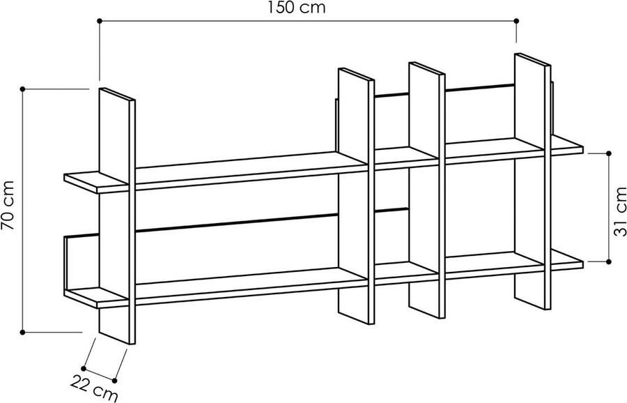 CaliCosy EMOB Woody Fashion Witte Wandplank 150x70x22 cm 18mm Dikte Emob Wandplanken Wit Spaanplaat Wandplanken Op voorraad