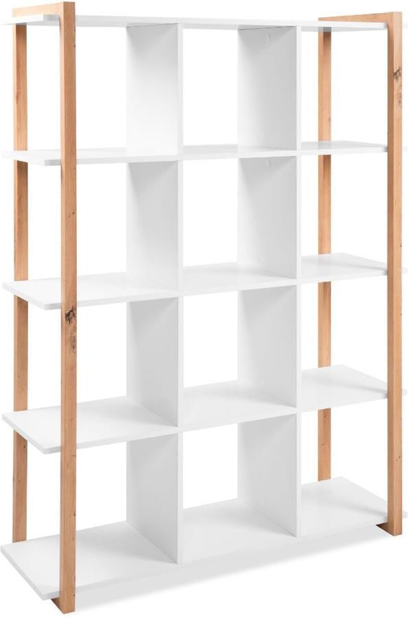 CALICOSY Boekenkast 12 vakken DENVER H145 cm Industriële stijl