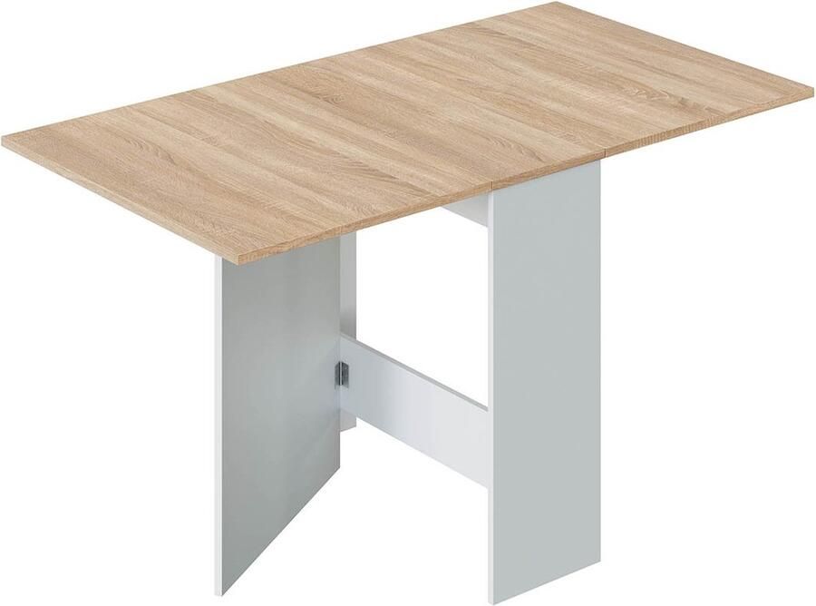 Merkloos FLY Opklapbare keukentafel Artik wit en eiken melamine B 140 x D 77 x H 78 cm