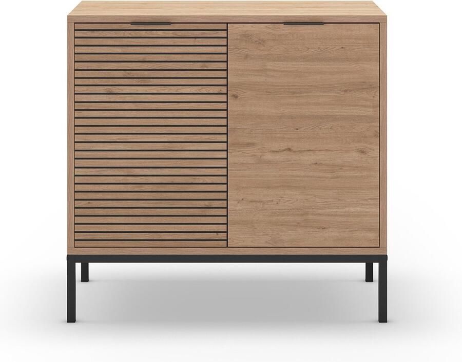 CaliCosy Kleine buffetkast met 2 deuren en metalen poten Ariel L80 cm