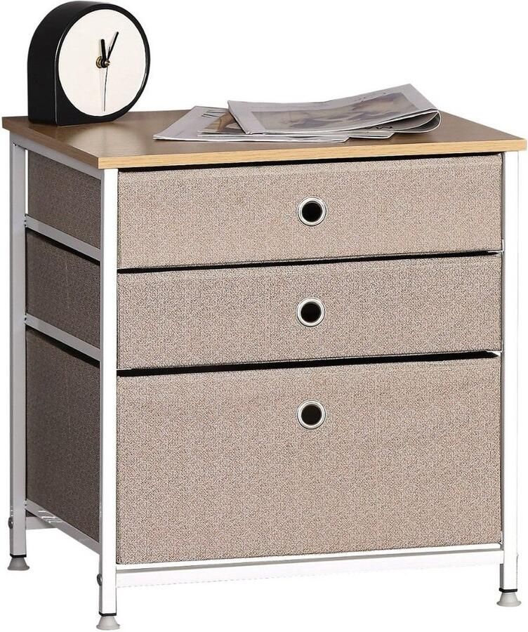 Casame Ladenkast met 3 lades in lichtgeweven stof L48 cm