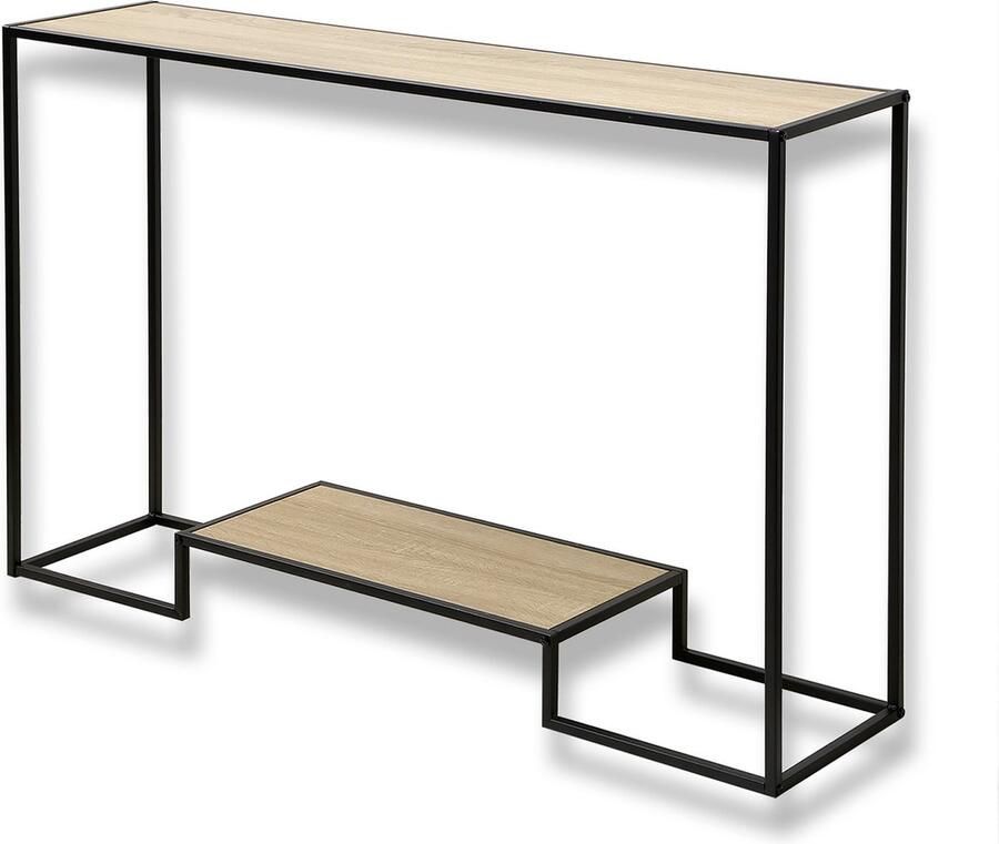 CaliCosy Moderne console met 2 spaanplaat planken en stalen structuur 120x30x80cm - Foto 3