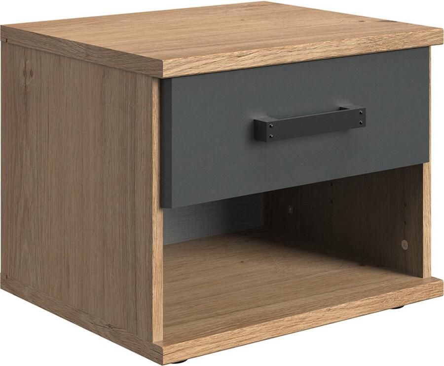 Wimex Nachtkastje Liverpool nachtkastje met 1 lade en 1 open vak modern rustieke look industrieel ontwerp 46 40 38 cm